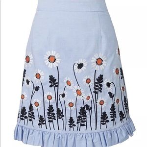 New Orla Kiely embroidered chambray skirt size 2